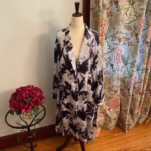 Nic + Zoe Inky Flowers Satin Crepe Jacket NWT
